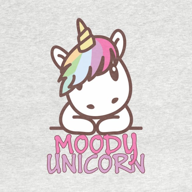 Moody unicorn - Cute little unicorn with a cool attitude! - Available in stickers, clothing, etc by Crazy Collective